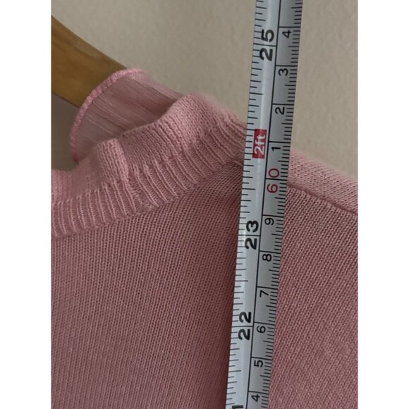 Chaps Pink Ruffle Cardigan Cotton Sweater Button Lightweight Medium Romantic - Picture 9 of 11
